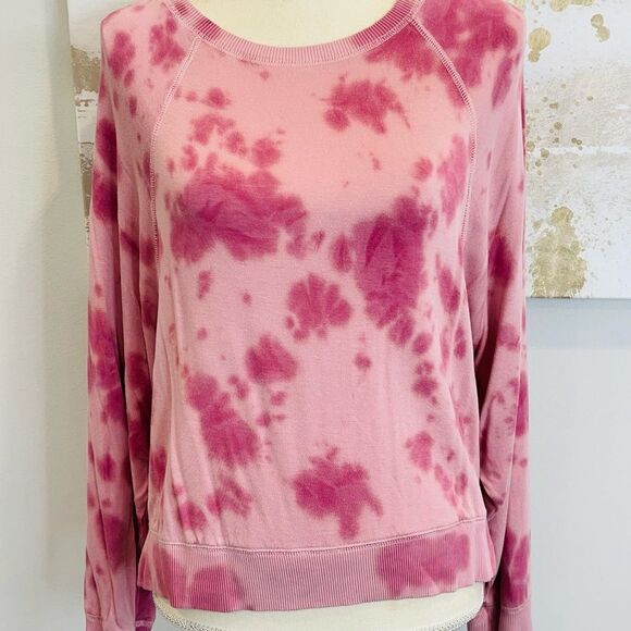 Z Supply Splattered Tye Dye Pink Sweatshirt - Picture 1 of 6